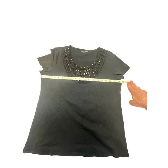 🔥5/20🔥 Laura Scott Embellished Tee Sz S Black NWT - Picture 7 of 9